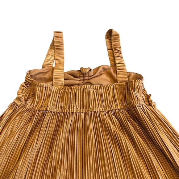 Kirious Copper Pleated Mini Dress Sleeveless Empire Waist Stretch Party Sz Small - Picture 7 of 12